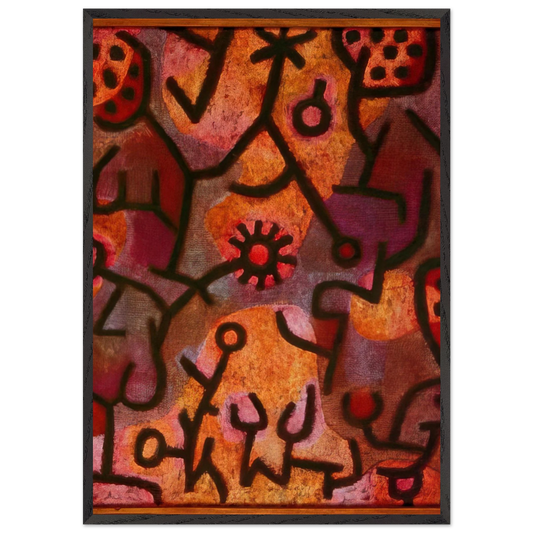 FLORA ON ROCKS SUN 1940 - Paul Klee 70x100 cm / 28x40 inches Framed Art Print – Black Wooden Frame