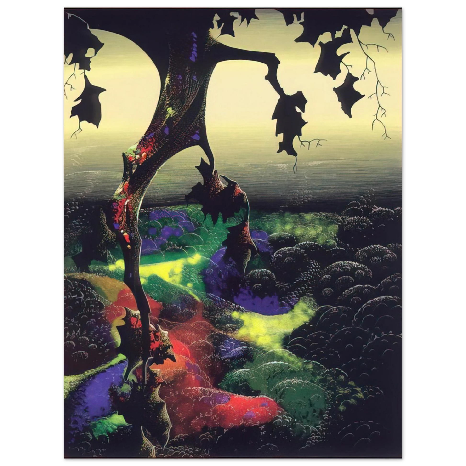 Eyvind Earle - Crimson Red and Gold Fine Art Poster - Default Title