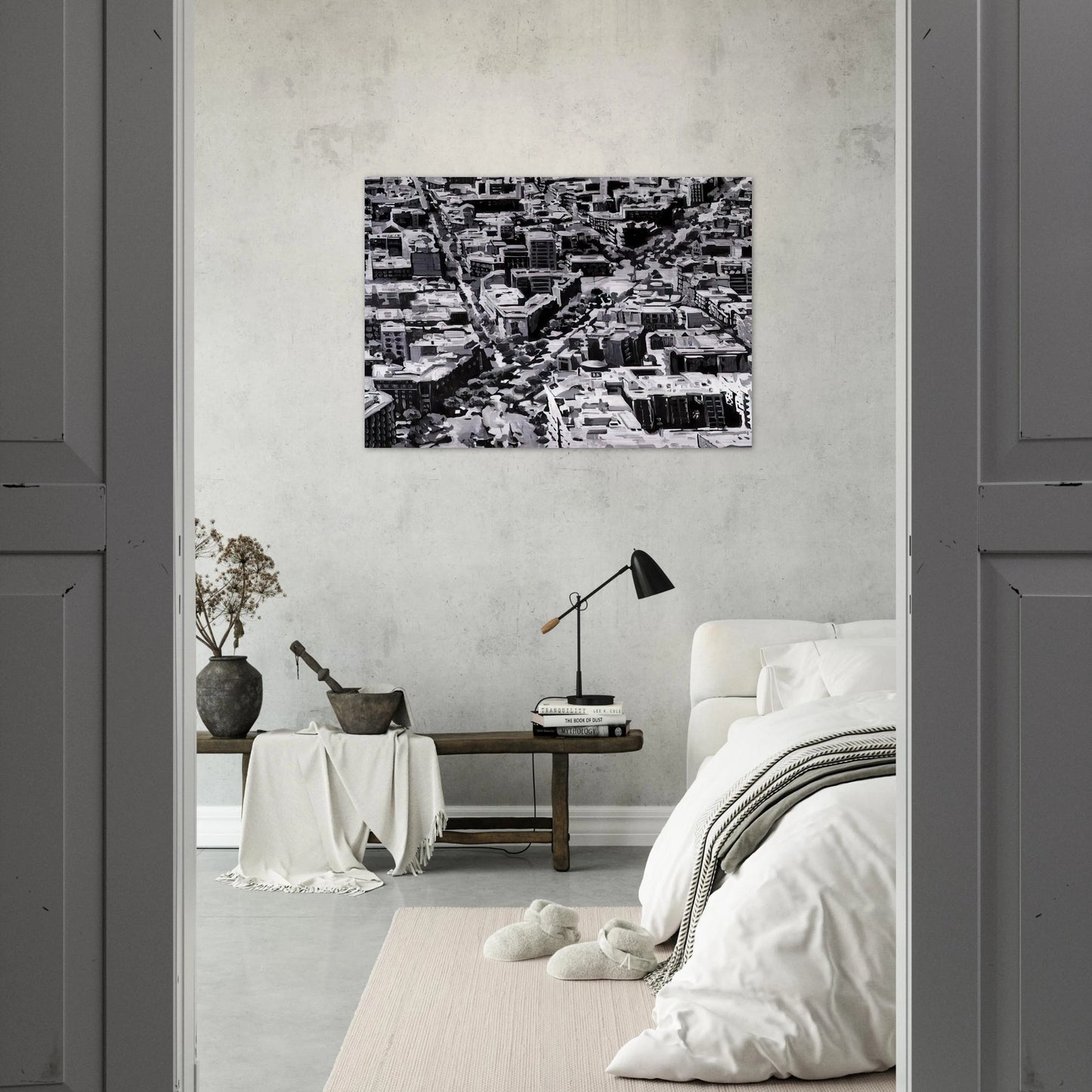 TOWNSCAPE MADRID - Gerhard Richter Brushed Aluminum Print - 70x100 cm / 28x40 inches | Gerhard Richter Aluminum Print | Gerhard Richter Prints