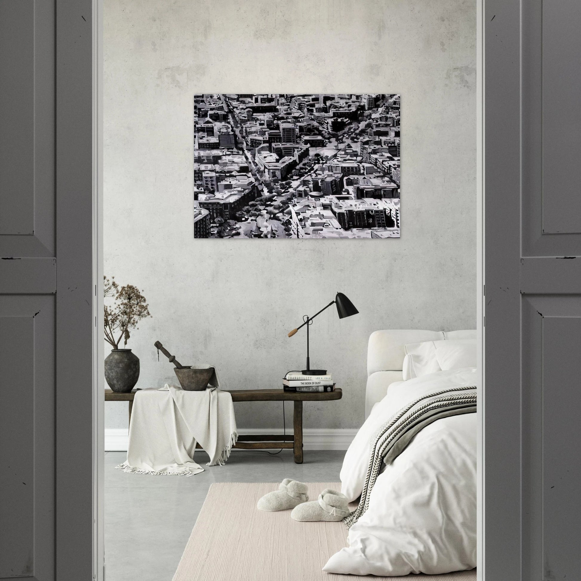 TOWNSCAPE MADRID - Gerhard Richter Brushed Aluminum Print - 70x100 cm / 28x40 inches | Gerhard Richter Aluminum Print | Gerhard Richter Prints