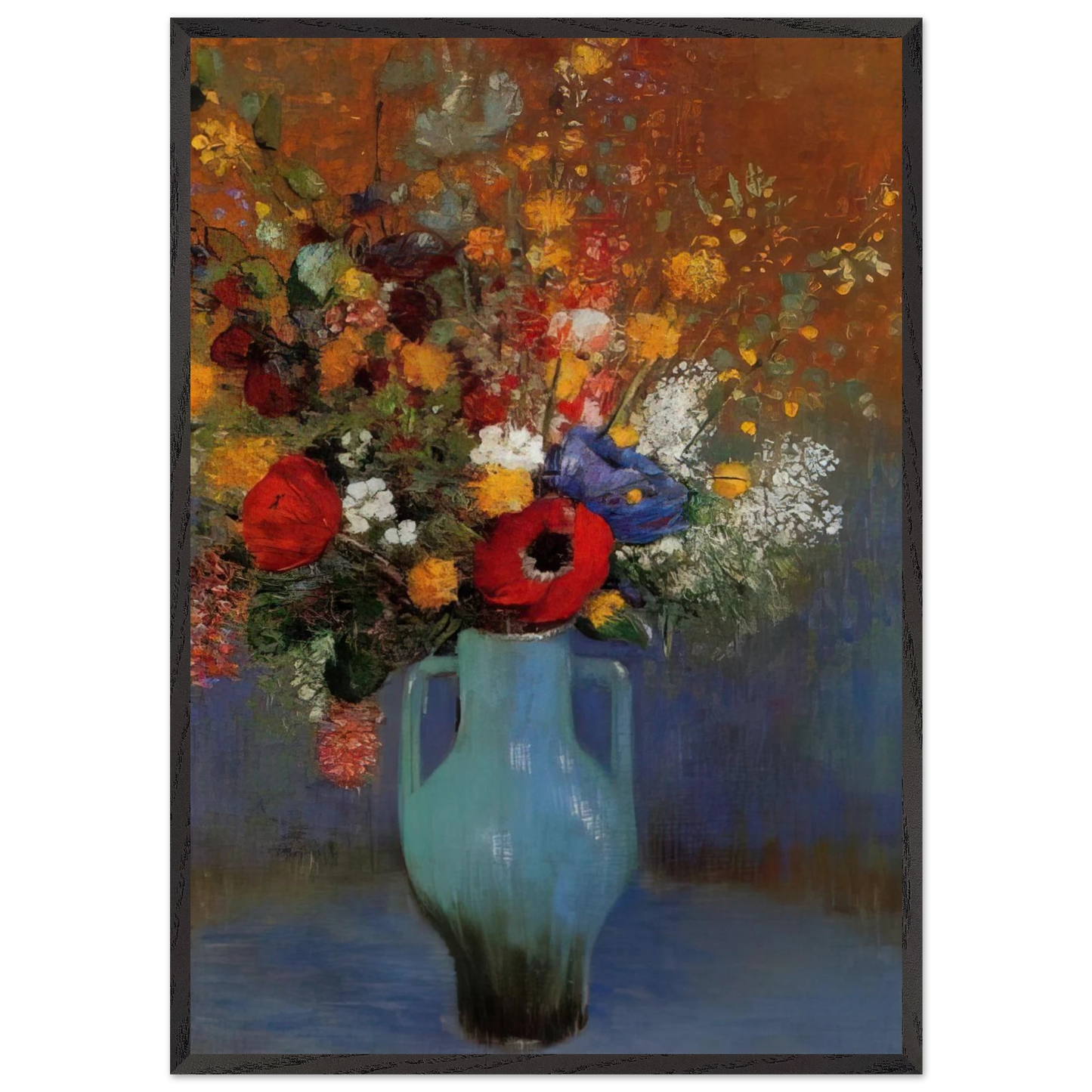BOUQUET OF WILD FLOWERS 1 - Odilon Redon Framed Art Print – Black Wooden Frame - Default Title - -Framed Art Print