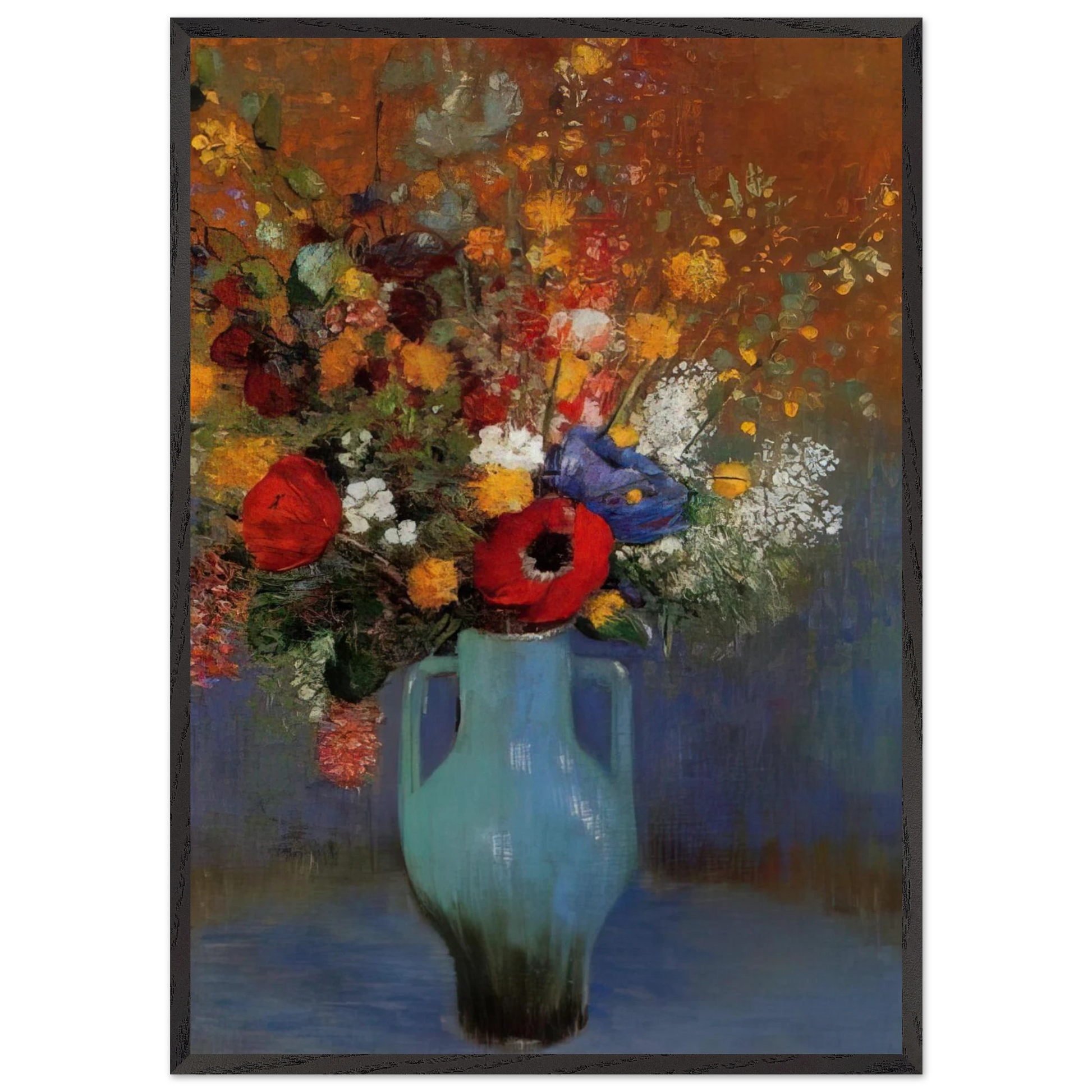 BOUQUET OF WILD FLOWERS 1 - Odilon Redon Framed Art Print – Black Wooden Frame - Default Title - -Framed Art Print