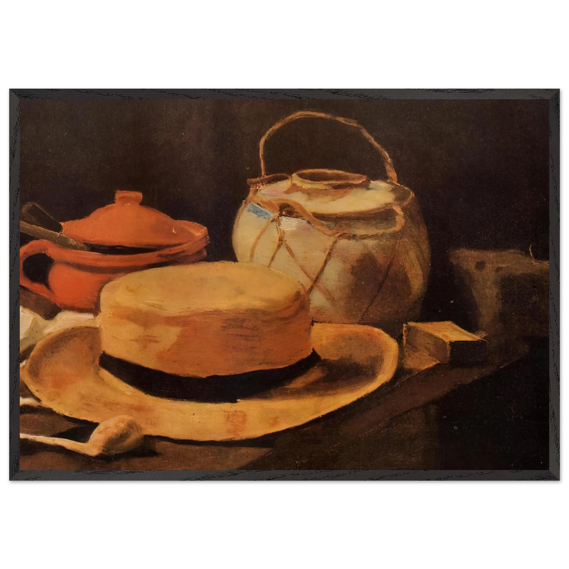 Still Life with Yellow Hat - Vincent van Gogh Framed Art Print – Black Wooden Frame - Default Title - -Framed Art Print