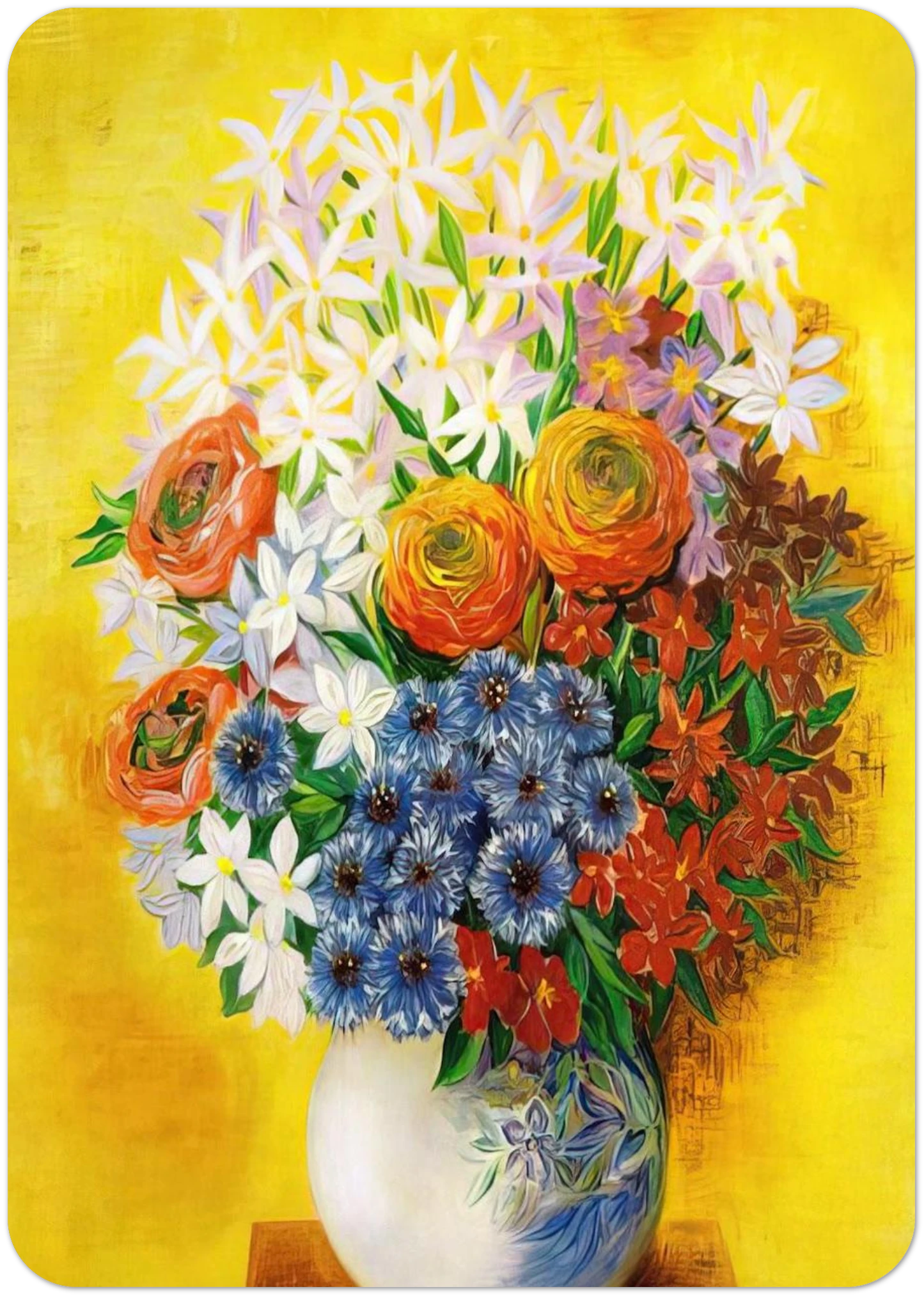 BOUQUET OF VARIOUS FLOWERS By Moise Kisling Pack of 10 Post Cards | Moise Kisling Post Cards | A6 (10.5 x 14.8 cm) - 4.1 x 5.8 inches