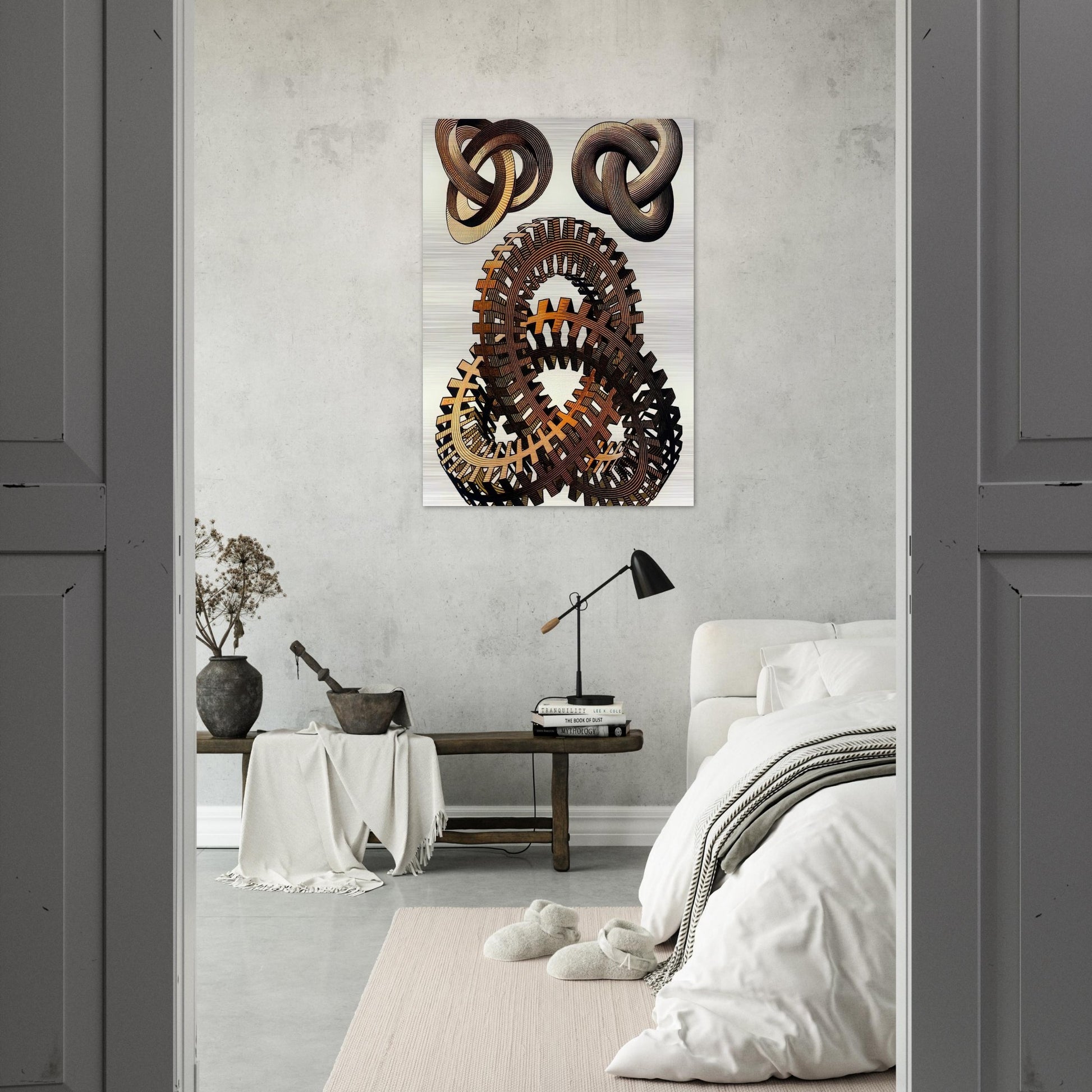 KNOTS COLOUR - MC Escher Brushed Aluminum Print - 70x100 cm / 28x40 inches | MC Escher Aluminum Print | MC Escher Prints