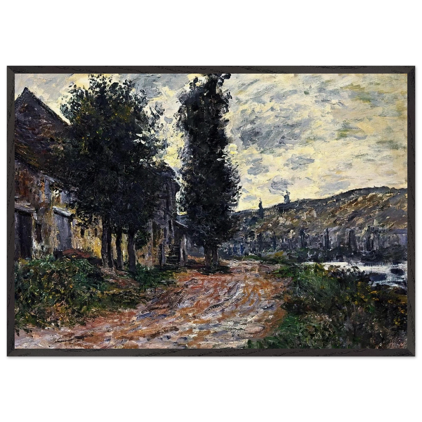 Tow Path at Lavacourt - claude monet Framed Art Print – Black Wooden Frame - Default Title - -Framed Art Print