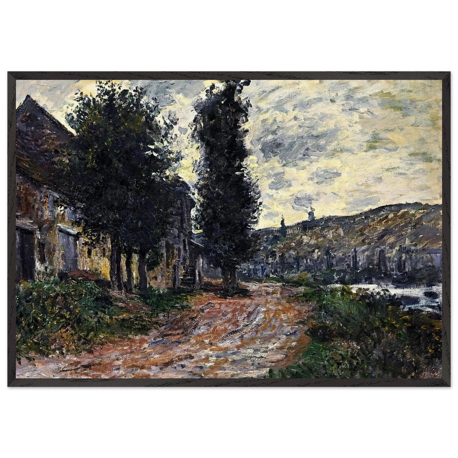 Tow Path at Lavacourt - claude monet Framed Art Print – Black Wooden Frame - Default Title - -Framed Art Print