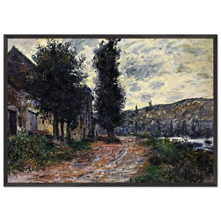 Tow Path at Lavacourt - claude monet 70x100 cm / 28x40 inches Framed Art Print – Black Wooden Frame