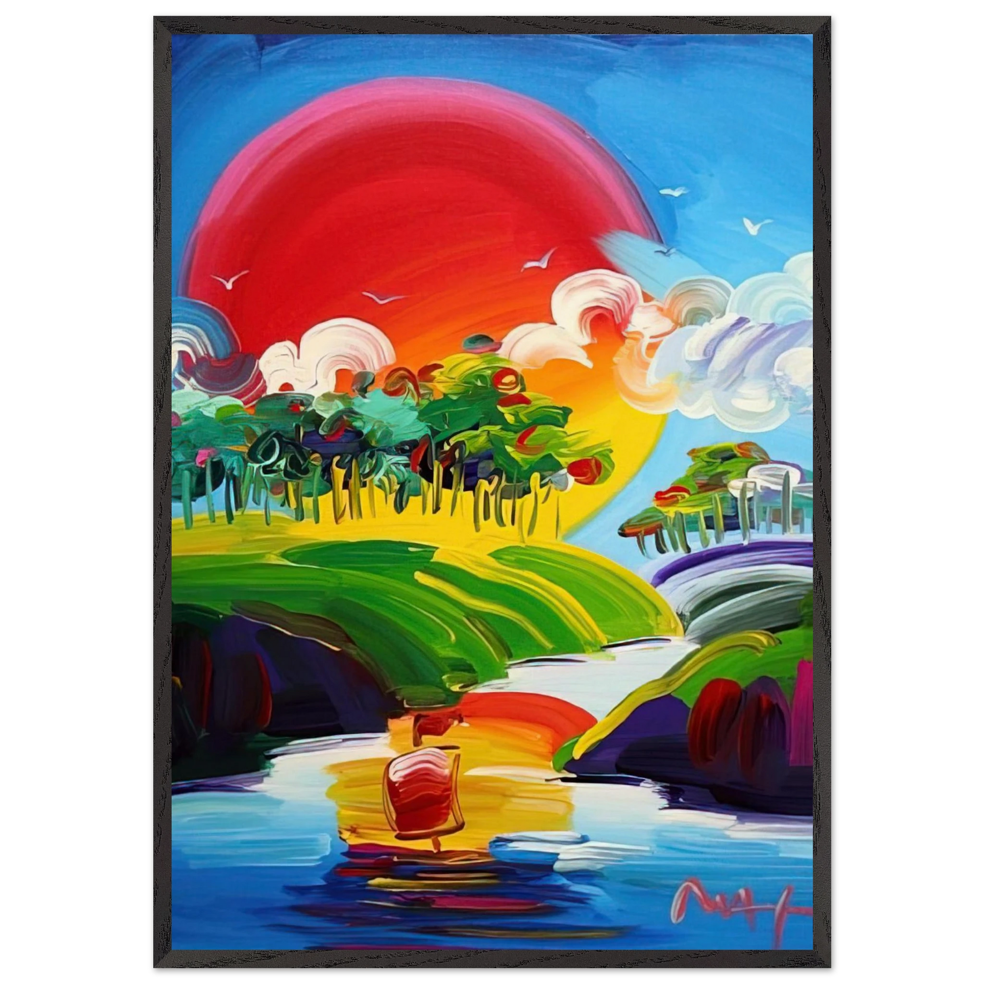 WITHOUT BORDERS 2011 - Peter Max Framed Art Print – Black Wooden Frame - Default Title - -Framed Art Print