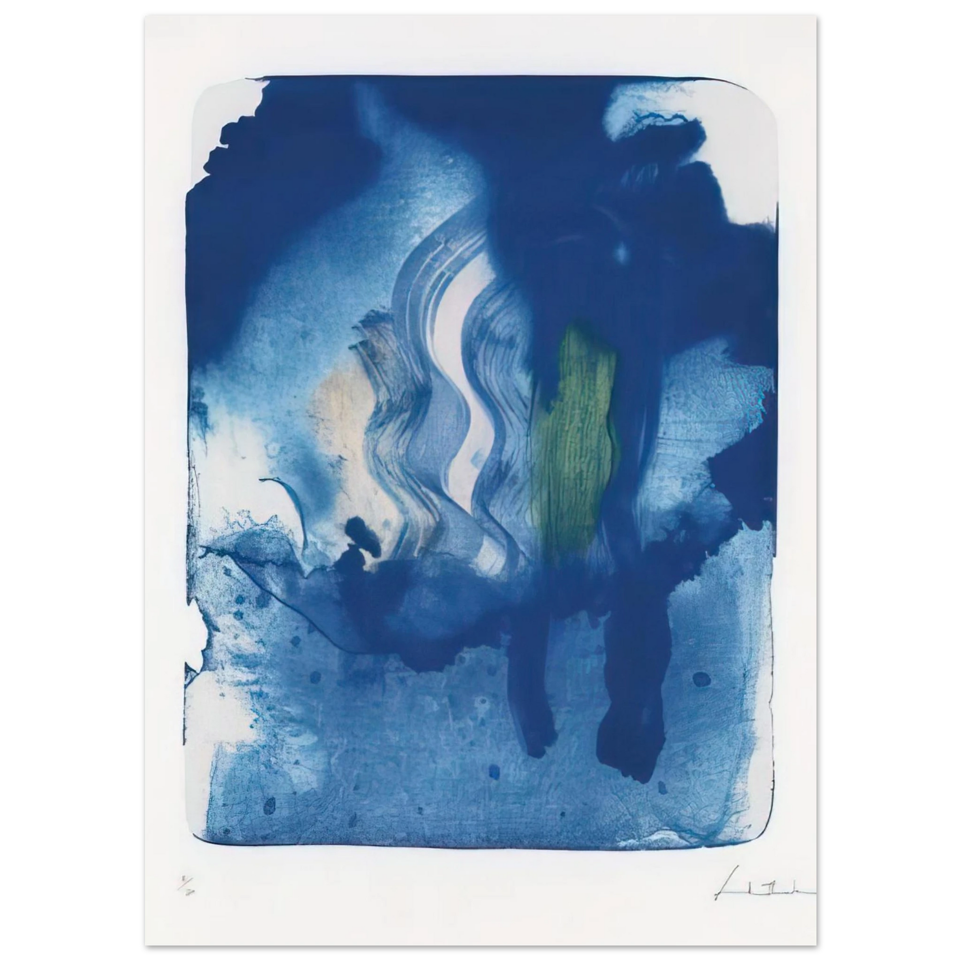 Helen Frankenthaler - Reflections V - 1995 Wall art - 15x20 cm / 6x8 inches - Premium Wooden Framed Poster With Fine Art Paper - White frame