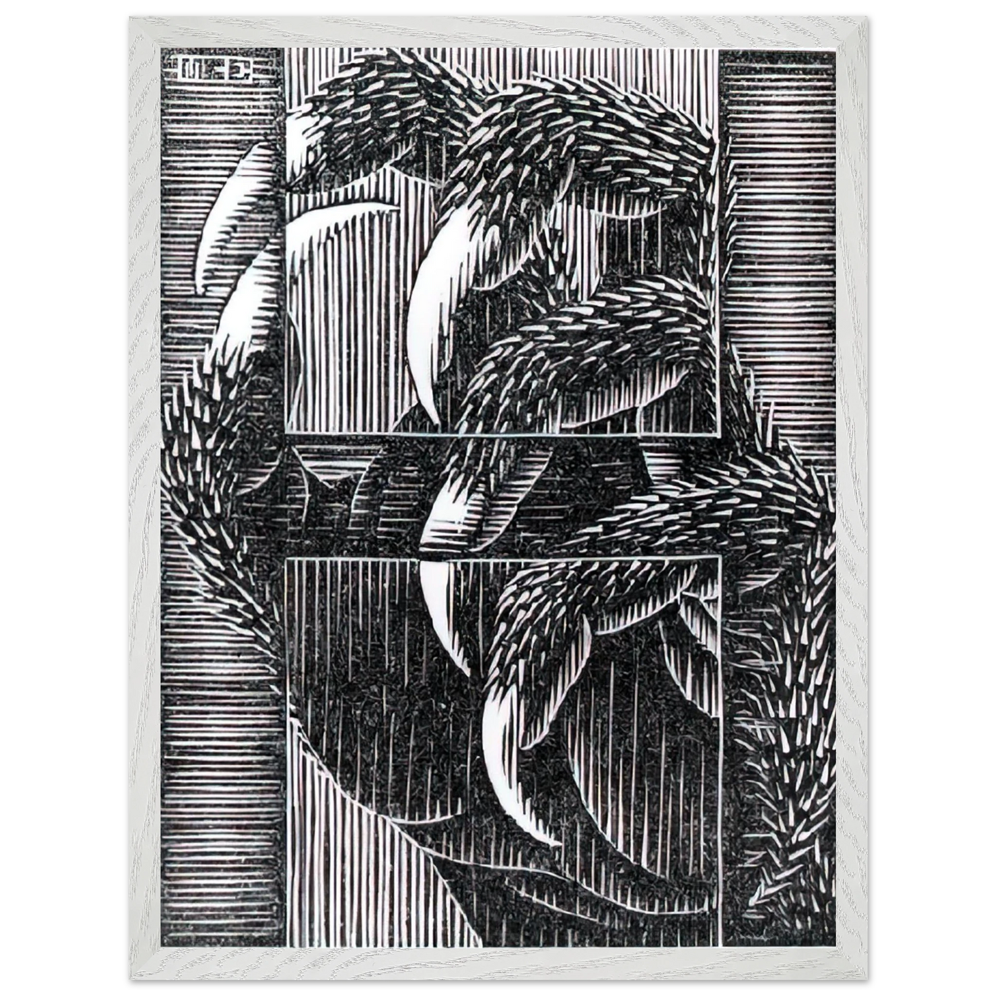 MC Escher - ESCHER (13) Wall Art - 60x80 cm / 24x32 inches - Premium Wooden Framed Poster With Fine Art Paper - White frame