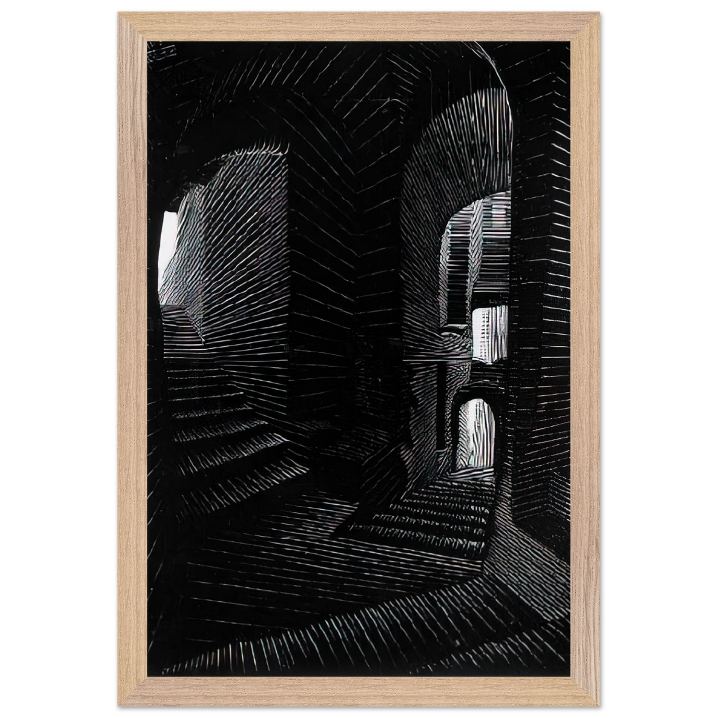 MC Escher - COVERED ALLEY IN ATRANI Wall Art - 30x40 cm / 12x16 inches - Fine Art Poster - -