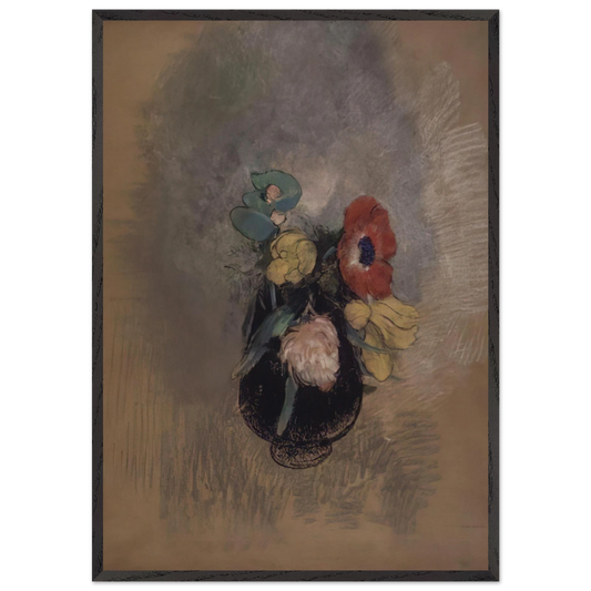 ANEMONES AND TULIPS - Odilon Redon Framed Art Print – Black Wooden Frame - Default Title - -Framed Art Print