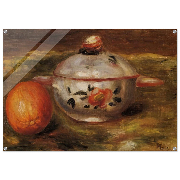 Still Life with Orange and Sugar Bowl - Pierre-Auguste Renoir Acrylic Print - 70x100 cm / 28x40″ inches