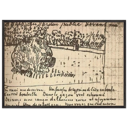 Round Clipped Shrub in the Public Garden - Vincent van Gogh Framed Art Print – Black Wooden Frame - Default Title - -Framed Art Print