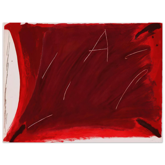Antoni Tapies - NEGRE I ROIG V A DAMUNT VERMELL 1976 Fine Art Poster - Default Title