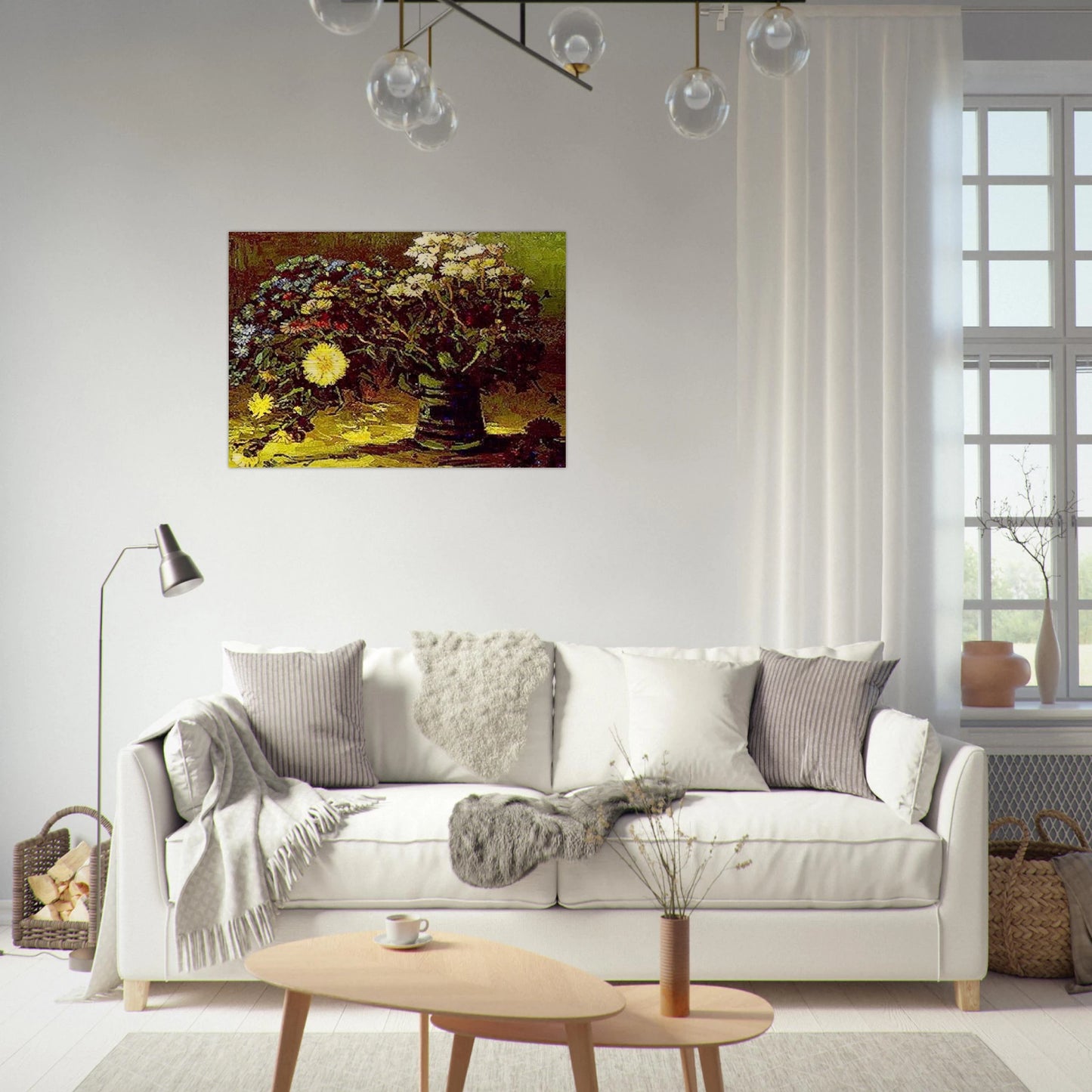 Vase with Daisies - Vincent van Gogh Brushed Aluminum Print - 70x100 cm / 28x40 inches | Vincent van Gogh Aluminum Print | Vincent van Gogh Prints