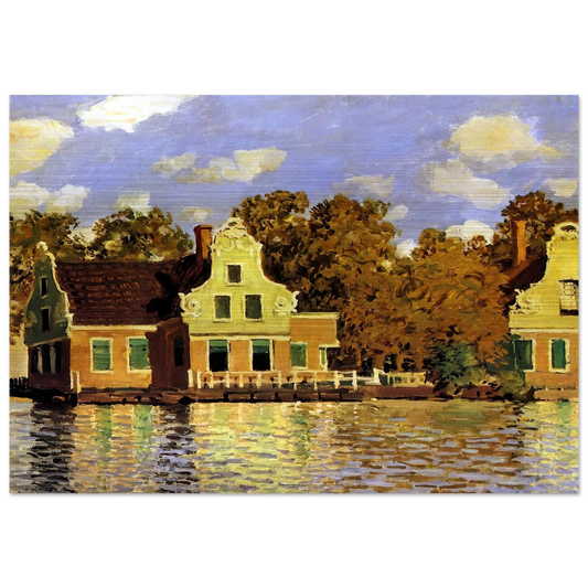 Houses on the Zaan River at Zaandam - claude monet Brushed Aluminum Print - 70x100 cm / 28x40 inches | claude monet Aluminum Print | claude monet Prints