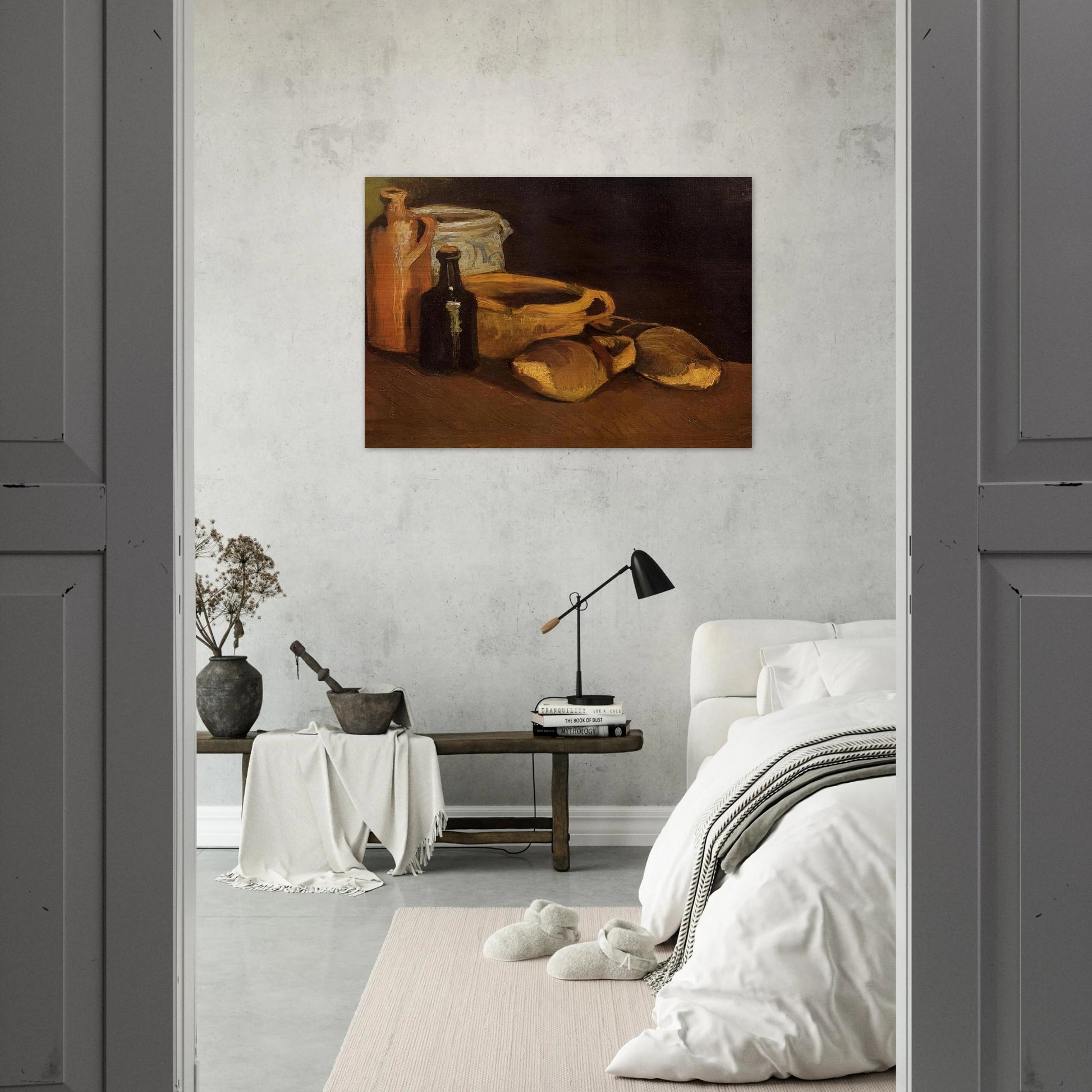 Still Life with Clogs and Pots - Vincent van Gogh Brushed Aluminum Print - 70x100 cm / 28x40 inches | Vincent van Gogh Aluminum Print | Vincent van Gogh Prints