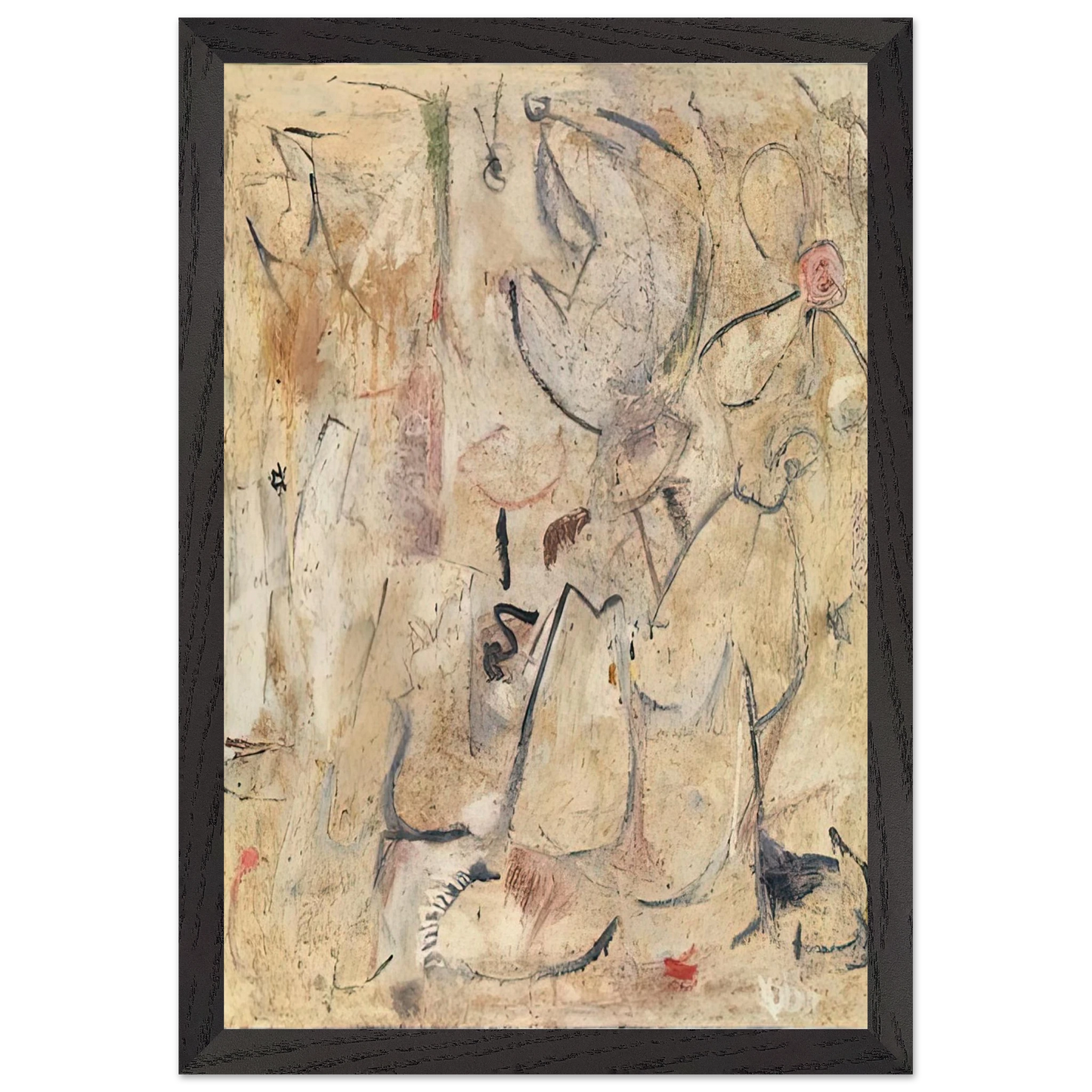 Helen Frankenthaler - Beach, 1950- Wall Art - 21x29.7 cm / 8x12" - Premium Wooden Framed Poster With Fine Art Paper - White frame