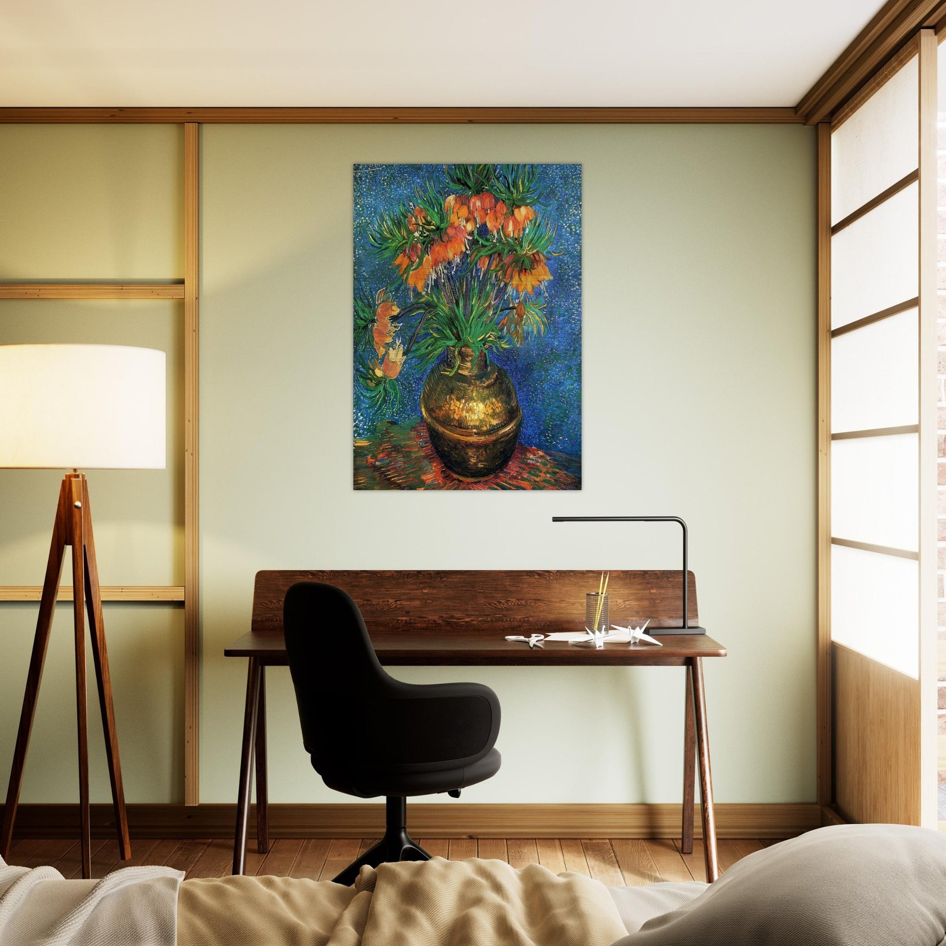 Fritillaries in a Copper Vase - Vincent van Gogh Brushed Aluminum Print - 70x100 cm / 28x40 inches | Vincent van Gogh Aluminum Print | Vincent van Gogh Prints