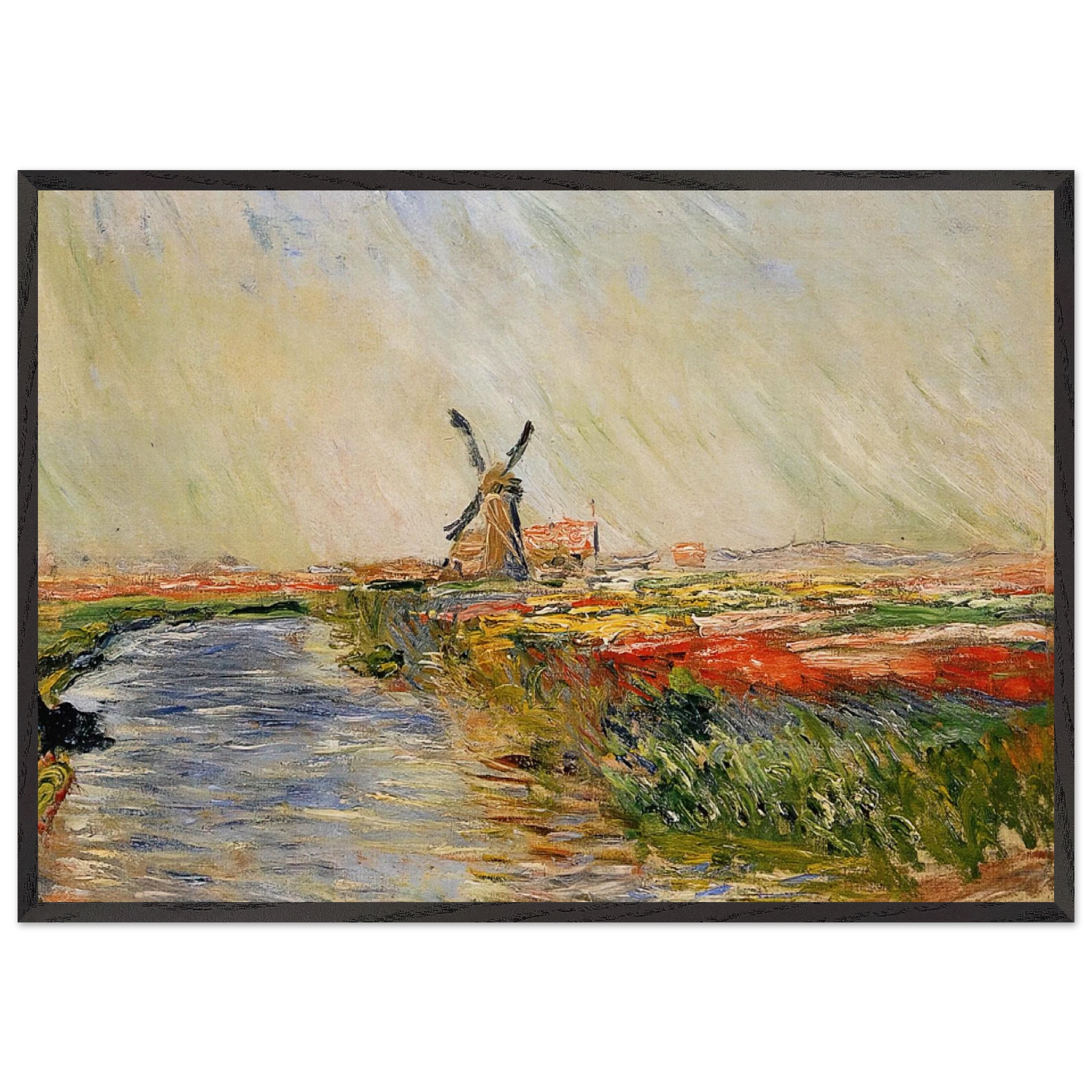 Tulip Field in Holland - claude monet Framed Art Print – Black Wooden Frame - Default Title - -Framed Art Print