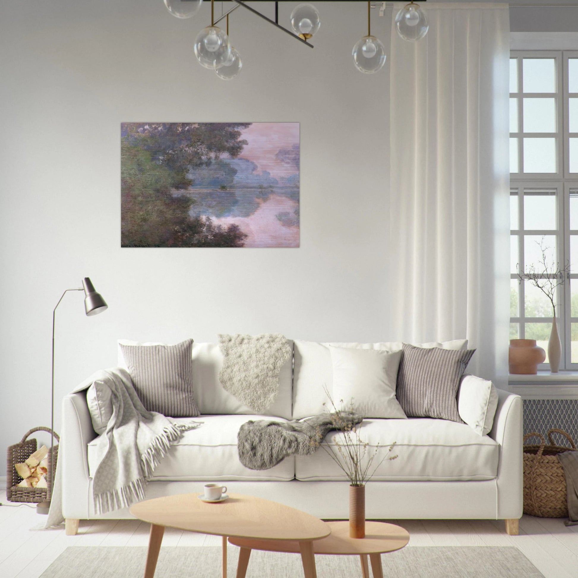 Morning on the Seine, near Giverny - claude monet Brushed Aluminum Print - 70x100 cm / 28x40 inches | claude monet Aluminum Print | claude monet Prints