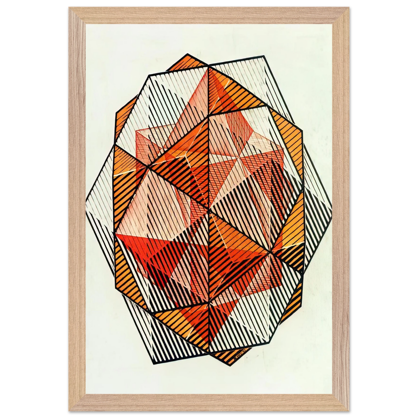 MC Escher - FOUR REGULAR SOLIDS Wall Art - 30x40 cm / 12x16 inches - Premium Wooden Framed Poster With Fine Art Paper - Black frame