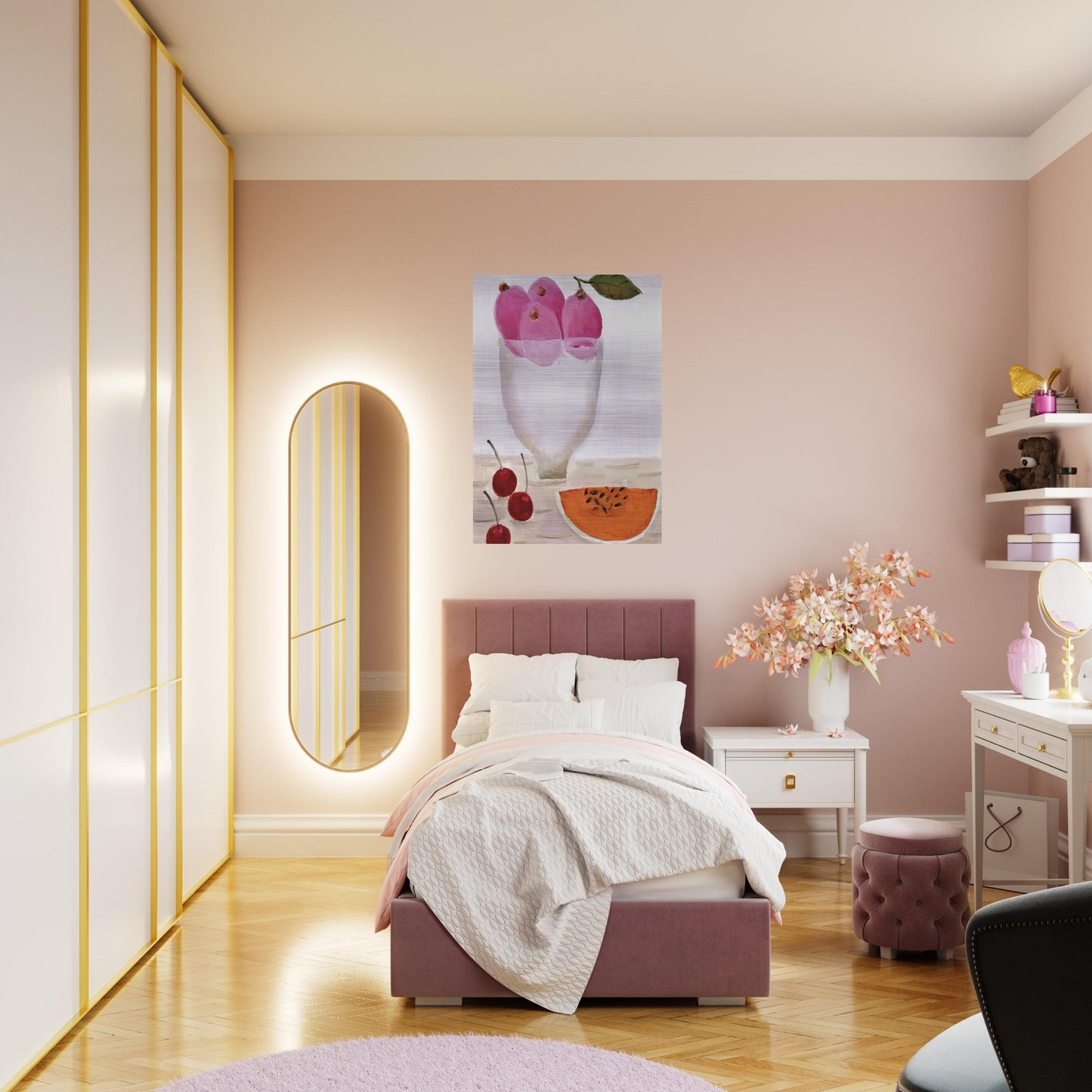 Three Cherries - 2000 - Mary Fedden Brushed Aluminum Print - 70x100 cm / 28x40 inches | Mary Fedden Aluminum Print | Mary Fedden Prints