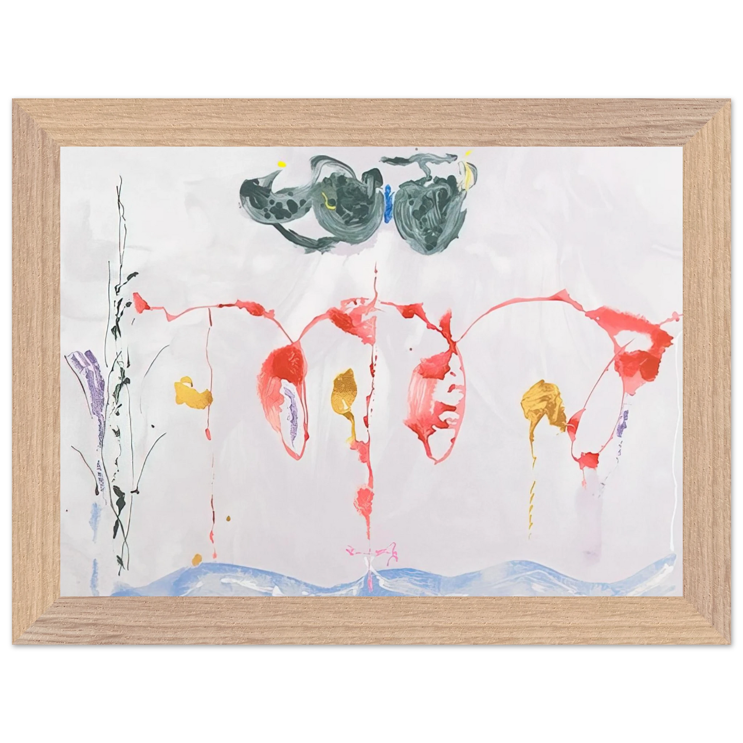 Helen Frankenthaler - Aerie - 2009 Wall art - 20x25 cm / 8x10 inches - Premium Wooden Framed Poster With Fine Art Paper - Black frame