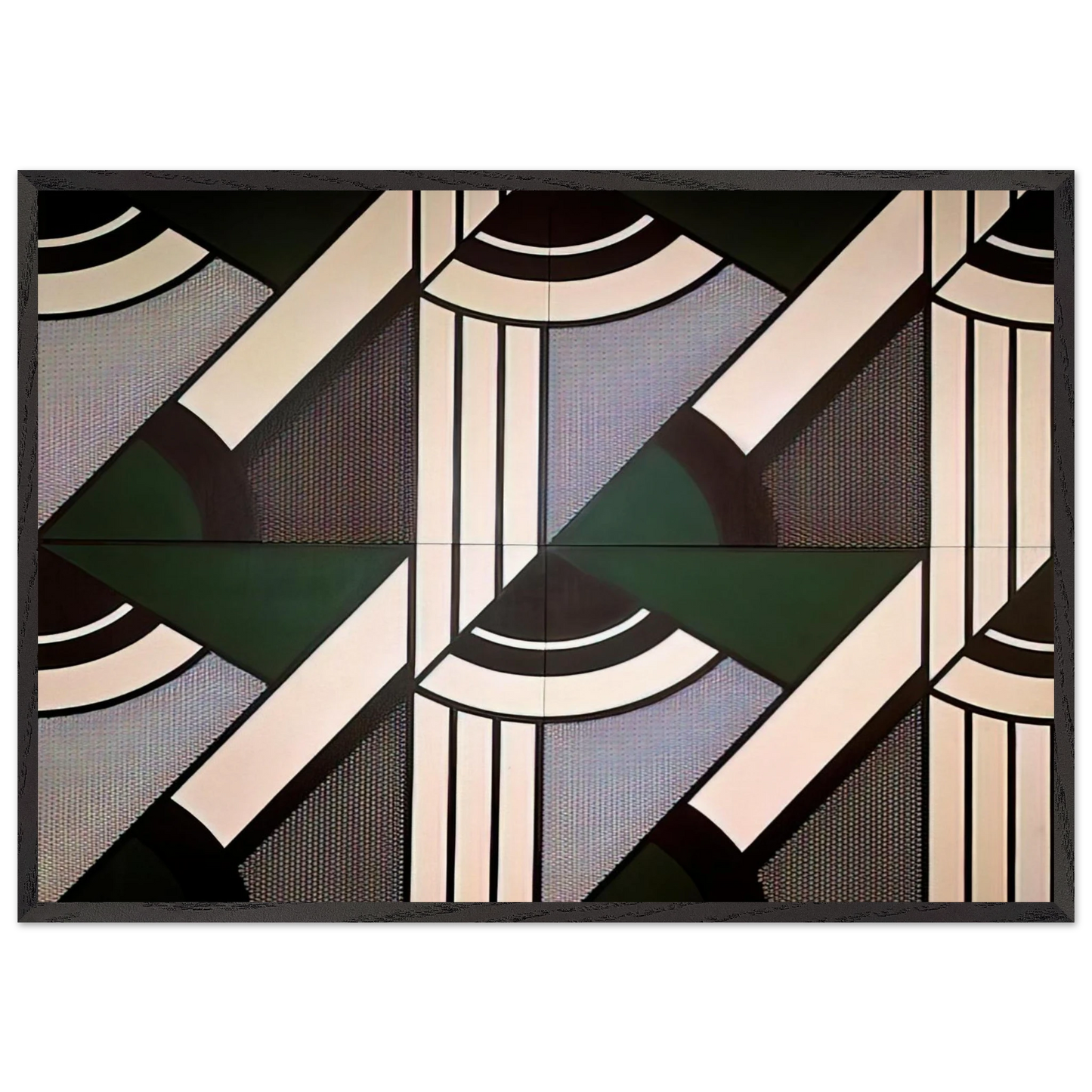 MODULAR PAINTING WITH FOUR PANELS 6 1970 - Roy Lichtenstein Framed Art Print – Black Wooden Frame - Default Title - -Framed Art Print