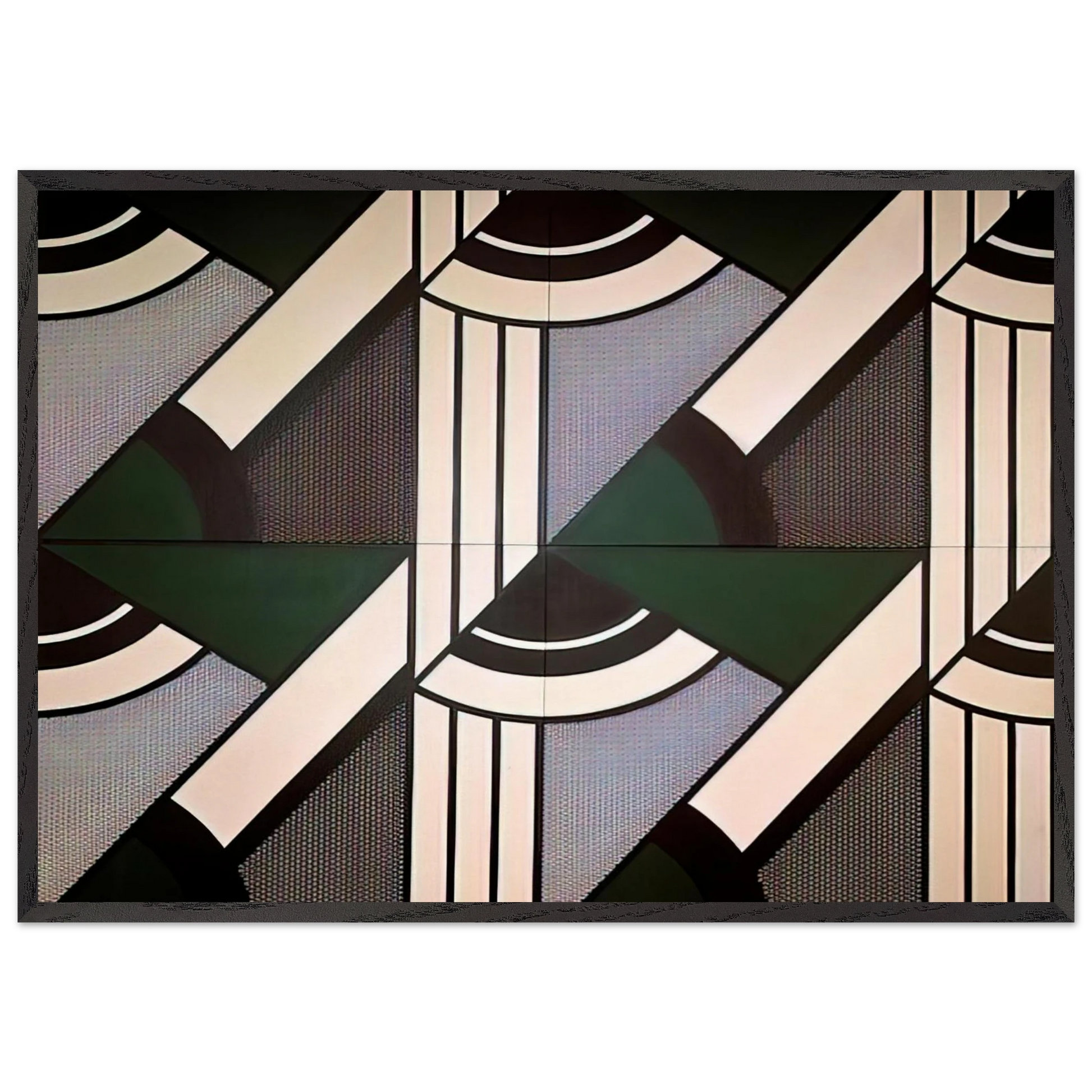 MODULAR PAINTING WITH FOUR PANELS 6 1970 - Roy Lichtenstein Framed Art Print – Black Wooden Frame - Default Title - -Framed Art Print