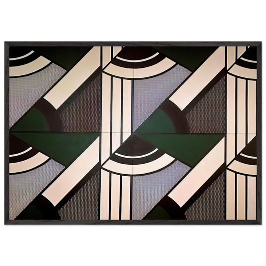 MODULAR PAINTING WITH FOUR PANELS 6 1970 - Roy Lichtenstein Framed Art Print – Black Wooden Frame - Default Title - -Framed Art Print