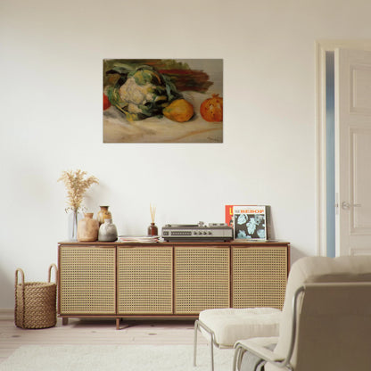 Cauliflower and Pomegranates - Pierre-Auguste Renoir Brushed Aluminum Print - 70x100 cm / 28x40 inches | Pierre-Auguste Renoir Aluminum Print | Pierre-Auguste Renoir Prints