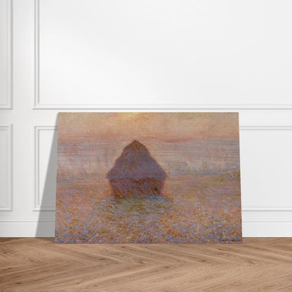 Grainstack, Sun in the Mist - claude monet Brushed Aluminum Print - 70x100 cm / 28x40 inches | claude monet Aluminum Print | claude monet Prints