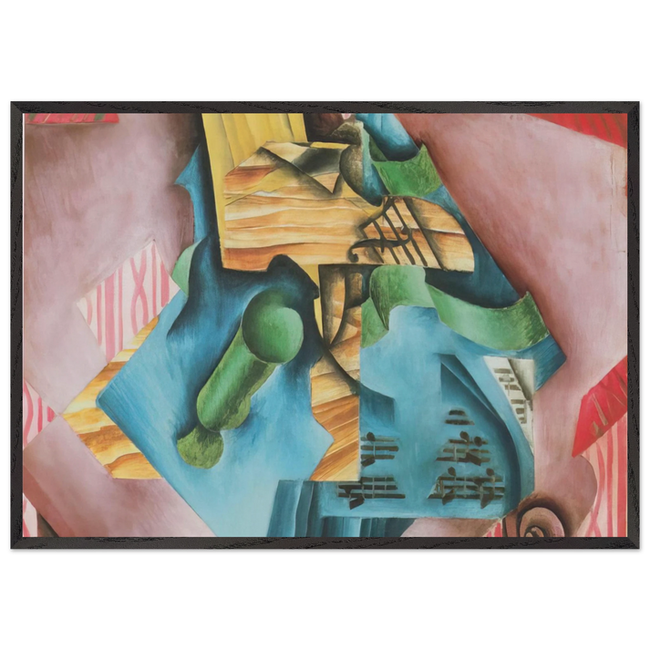 VIOLINE AND GLASS 1913 - Juan Gris 70x100 cm / 28x40 inches Framed Art Print – Black Wooden Frame