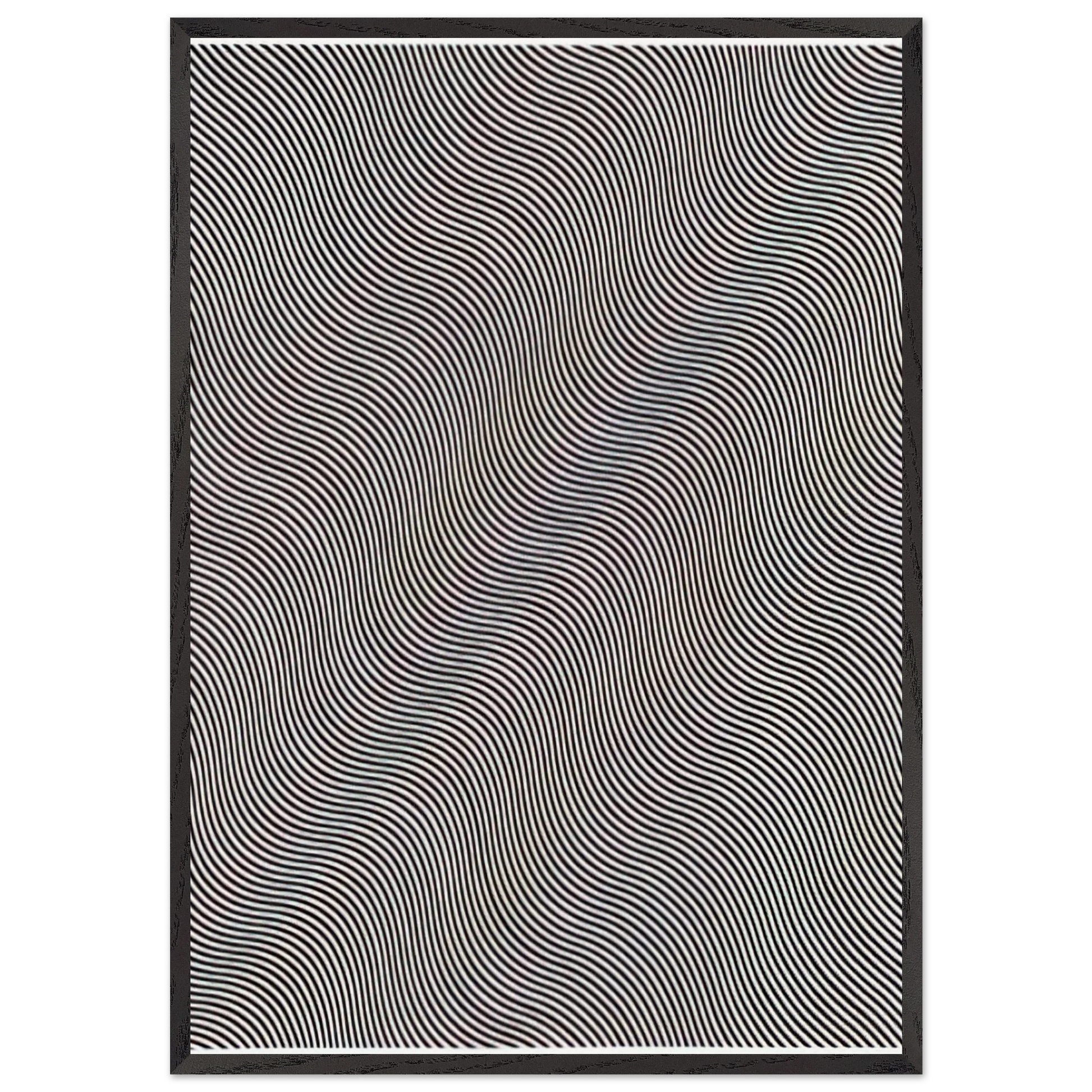 UNTITLED DIAGONAL CURVE 1966 - Bridget Riley Framed Art Print – Black Wooden Frame - Default Title - -Framed Art Print