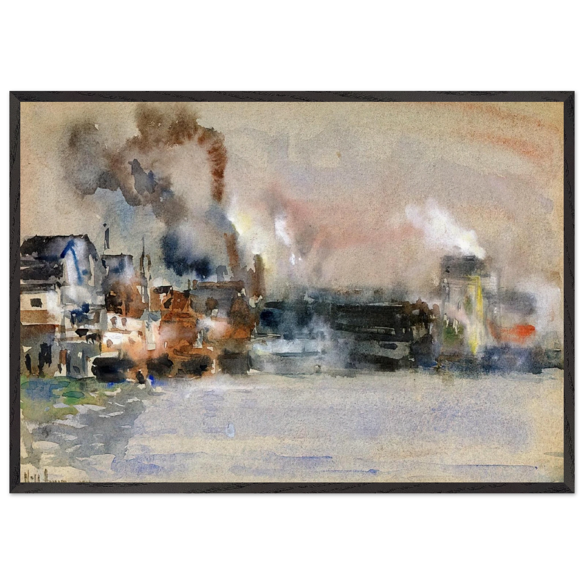 Portland Harbor - Childe Hassam 70x100 cm / 28x40 inches Framed Art Print – Black Wooden Frame