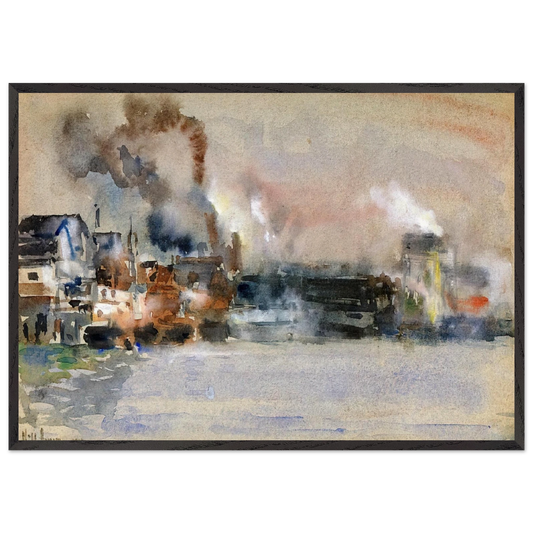 Portland Harbor - Childe Hassam Framed Art Print – Black Wooden Frame - Default Title - -Framed Art Print