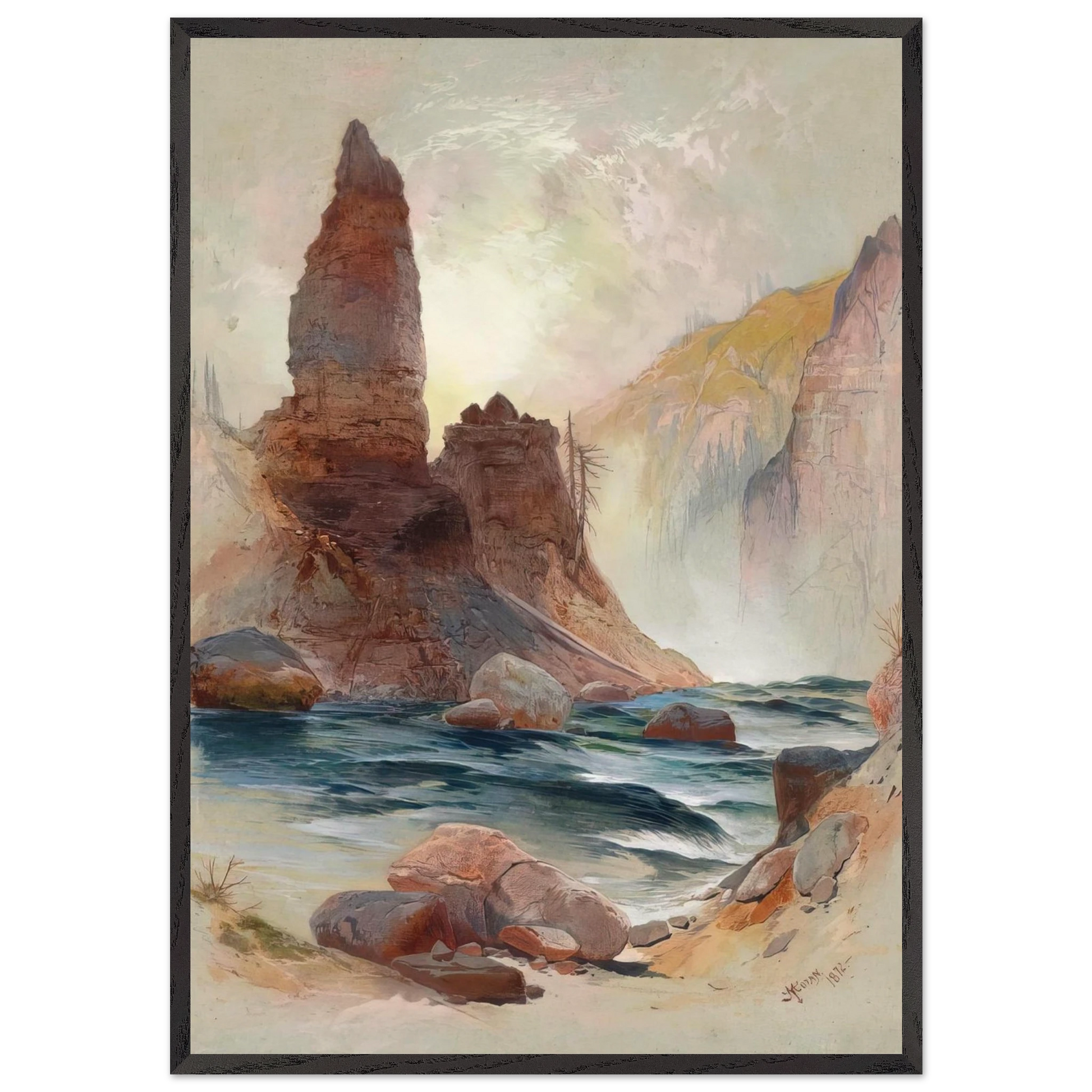 Tower Falls Yellowstone - Thomas Moran Framed Art Print – Black Wooden Frame - Default Title - -Framed Art Print