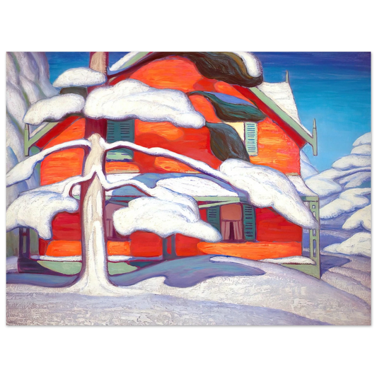 Lawren Harris - Pine Tree and Red House, Winter City - 1924 Fine Art Poster - Default Title