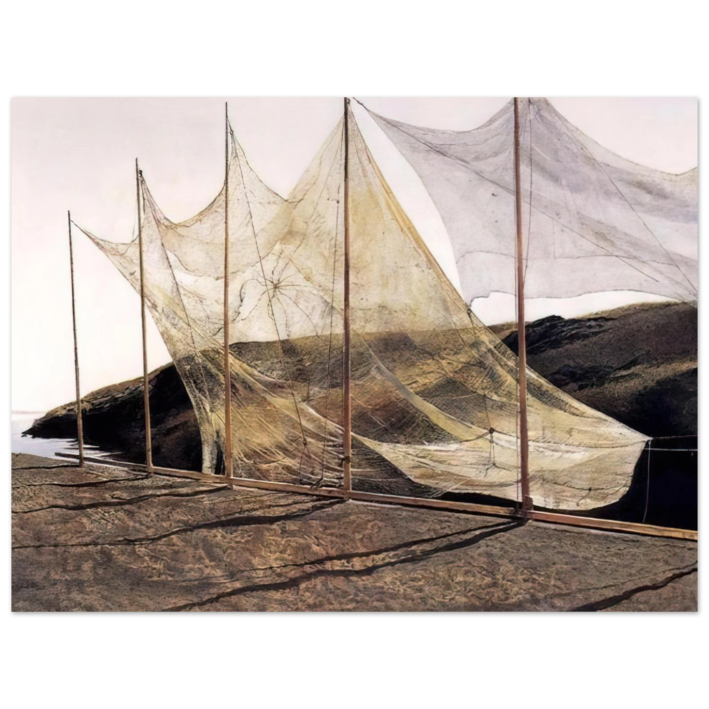 Andrew Wyeth - PENTECOST 1989 Wall Art - 21x29.7 cm / 8x12" - Premium Wooden Framed Poster With Fine Art Paper - White frame