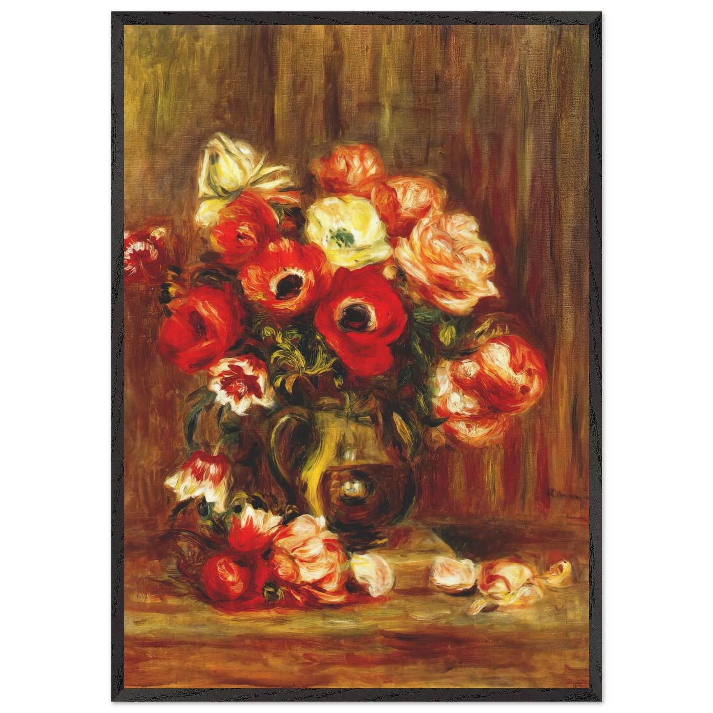 Still life with anemones - Pierre-Auguste Renoir Framed Art Print – Black Wooden Frame - Default Title - -Framed Art Print