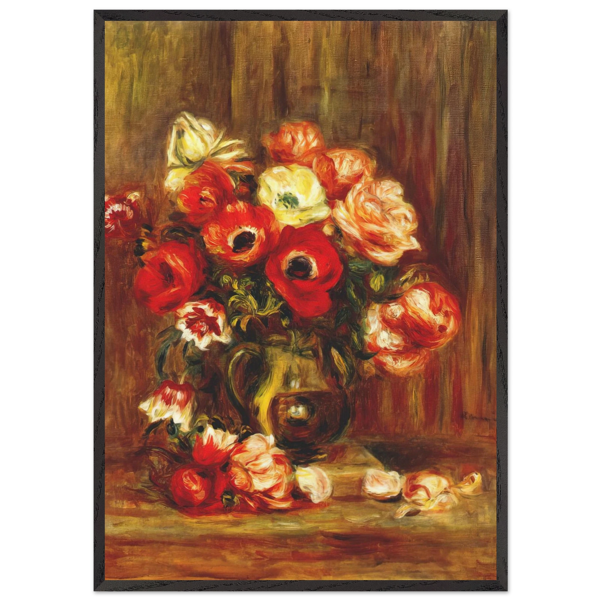 Still life with anemones - Pierre-Auguste Renoir Framed Art Print – Black Wooden Frame - Default Title - -Framed Art Print