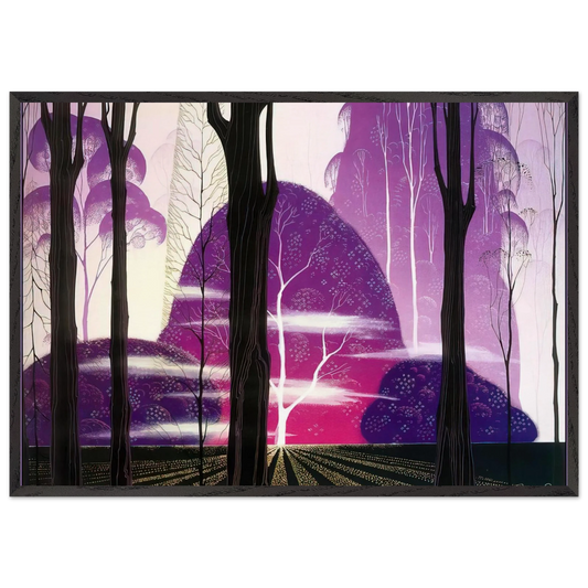 Purple Dawn - Eyvind Earle Framed Art Print – Black Wooden Frame - Default Title - -Framed Art Print