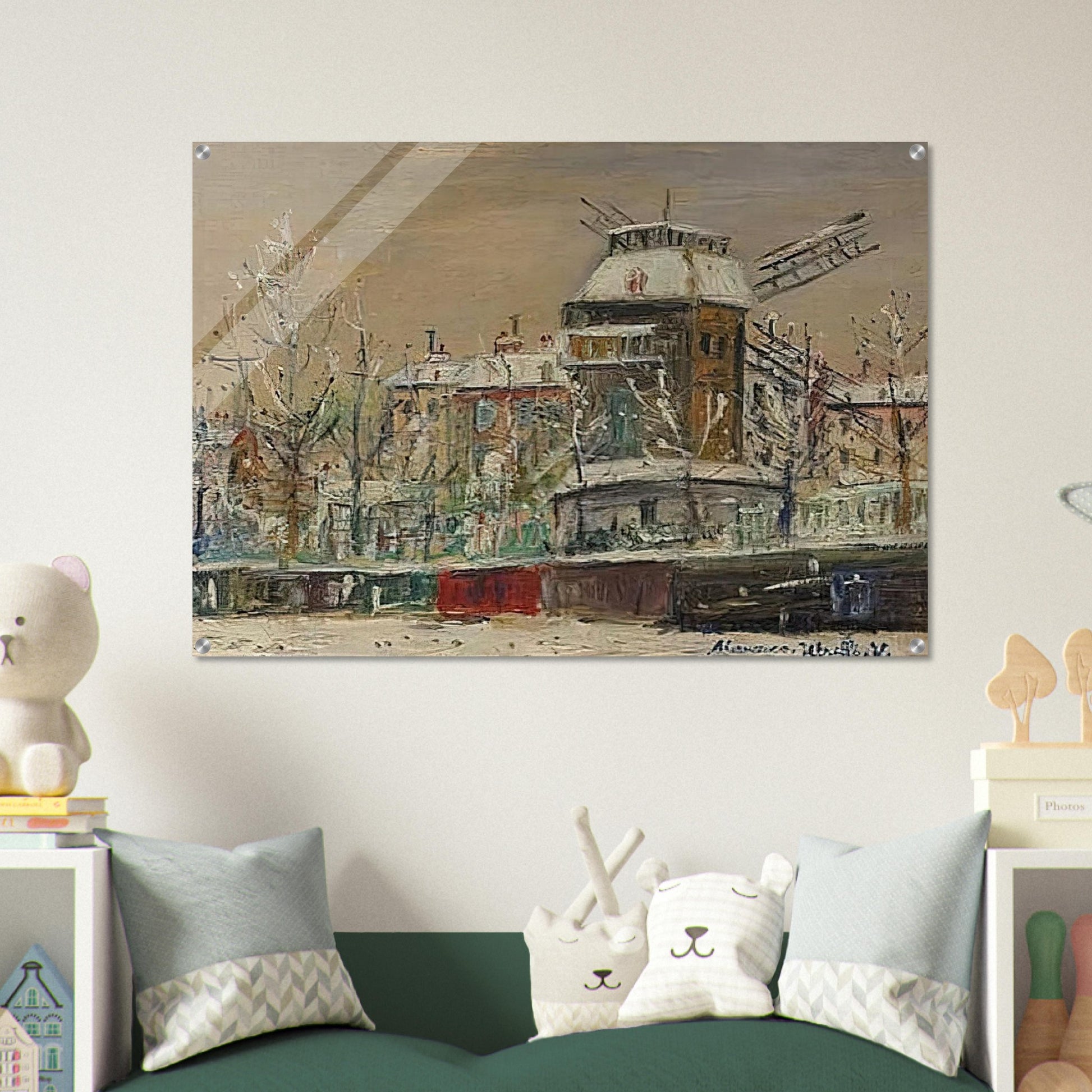 MOULIN DE LA GALETTE UNDER THE SNOW 1 - Maurice Utrillo Acrylic Print - 70x100 cm / 28x40″ inches | Maurice Utrillo Wall Art | Maurice Utrillo Prints