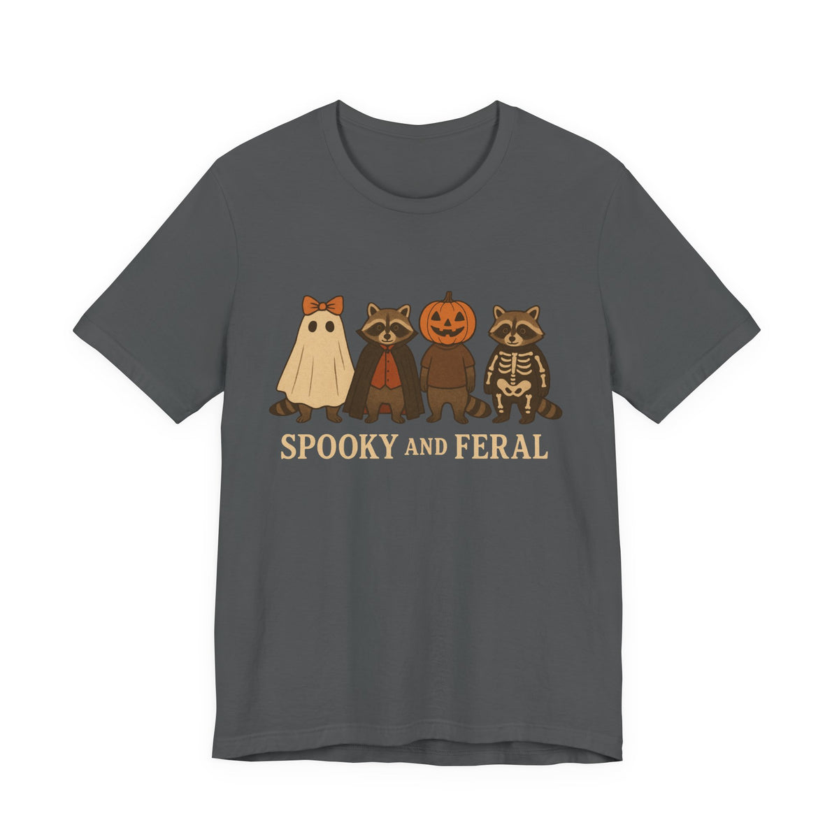 Spooky Raccoon Shirt, Funny Halloween Graphic Tee, Cute Vintage Fall T-Shirt, Trendy Womens Halloween Shirt, Feral Raccoon Tee