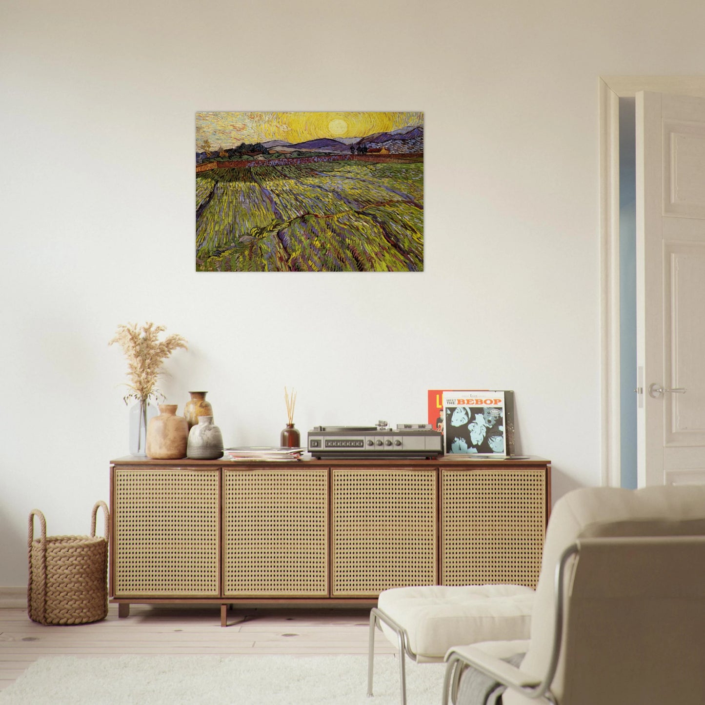 Enclosed field with rising sun - Vincent van Gogh Brushed Aluminum Print - 70x100 cm / 28x40 inches | Vincent van Gogh Aluminum Print | Vincent van Gogh Prints