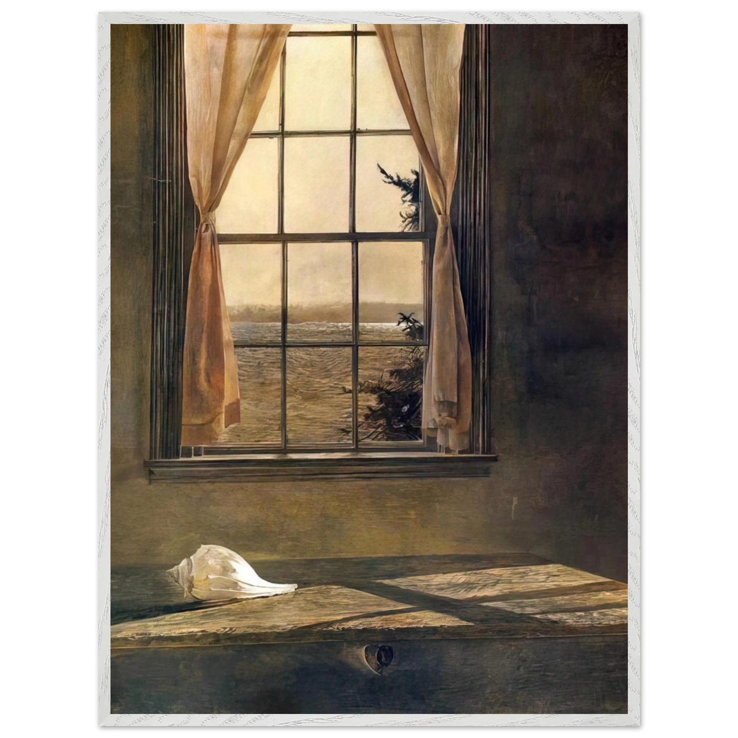 Andrew Wyeth - HER ROOM Wall Art - 21x29.7 cm / 8x12" - Premium Wooden Framed Poster With Fine Art Paper - White frame