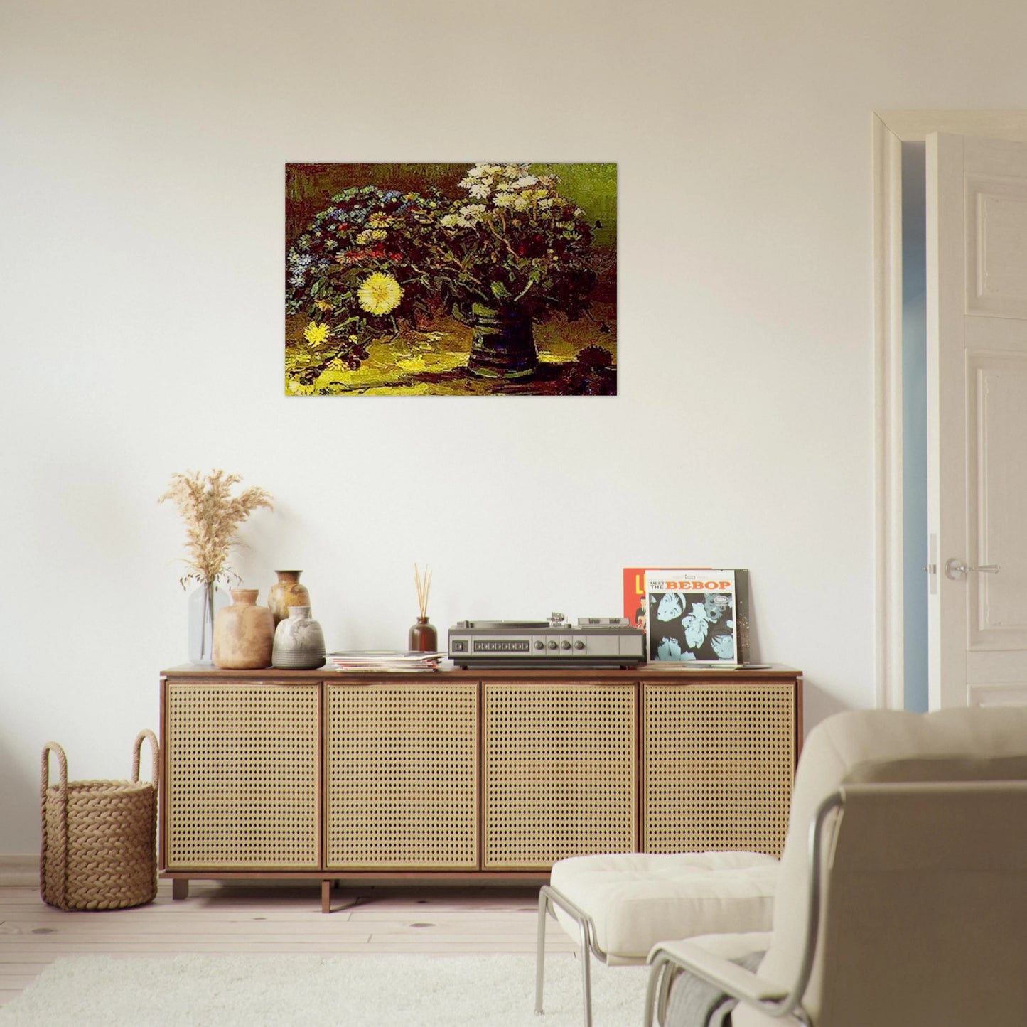 Vase with Daisies - Vincent van Gogh Brushed Aluminum Print - 70x100 cm / 28x40 inches | Vincent van Gogh Aluminum Print | Vincent van Gogh Prints